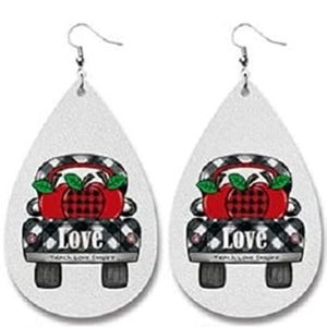 ( 3 for 15 )Leather Earrings Lightweight Leaf Dangle Teardrop Earrings